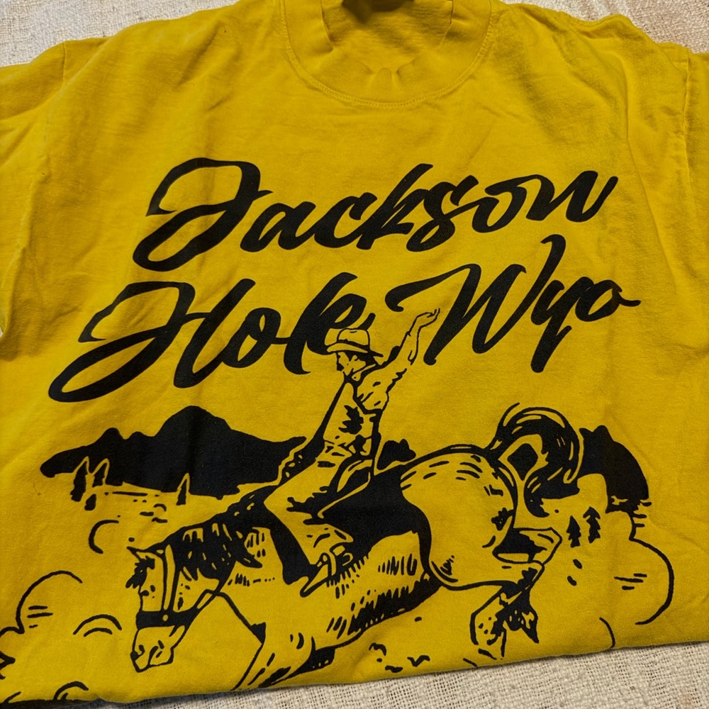 Worn once Diamond Cross Ranch Jackson Hole Wyoming shirt yellow - Picture 2 of 6